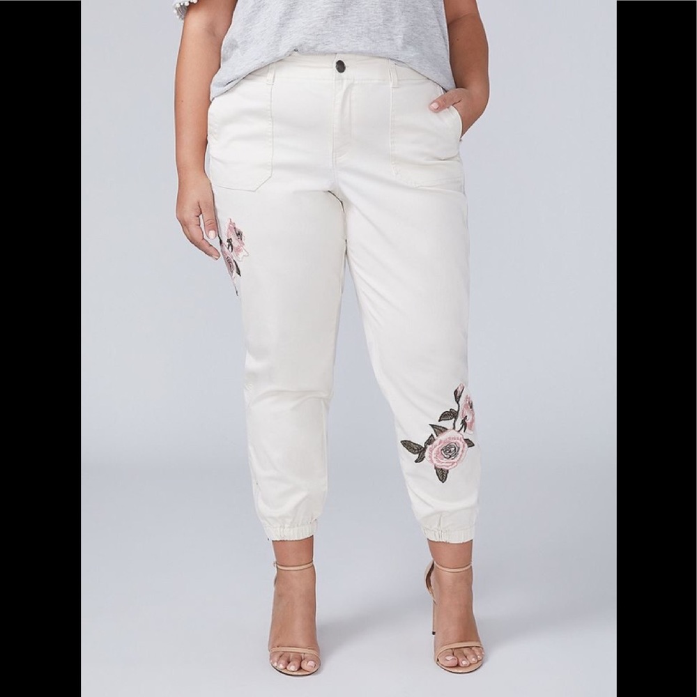 🍃🌸🌿EMBROIDERED UTILITY ZIPPER ANKLE PANT🌿🌸🍃